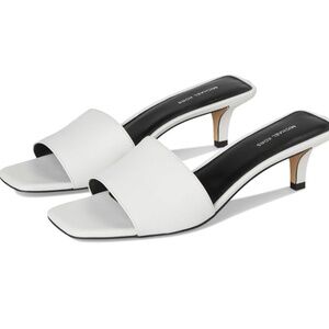 MICHAEL Michael Kors Women's "Merriam" White Leather Kitten Sandal Size: 8M